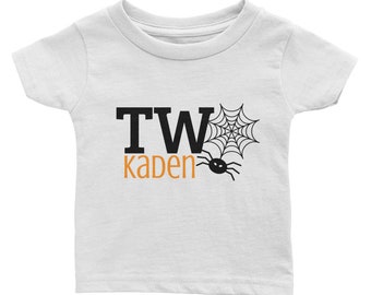 TWO personalized shirt 2nd birthday shirt halloween birthday shirt spider birthday shirt Infant Tee