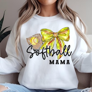 Softball Mama PNG: Coquette Bow Design (Digital Download)