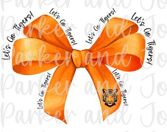 Tigers Gameday Coquette Bow Football PNG (Digital Download)