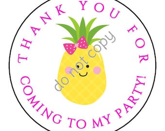 INSTANT DOWNLOAD Pineapple Party Thank You Stickers, Tags, Labels Printed DIY Tags Printable File
