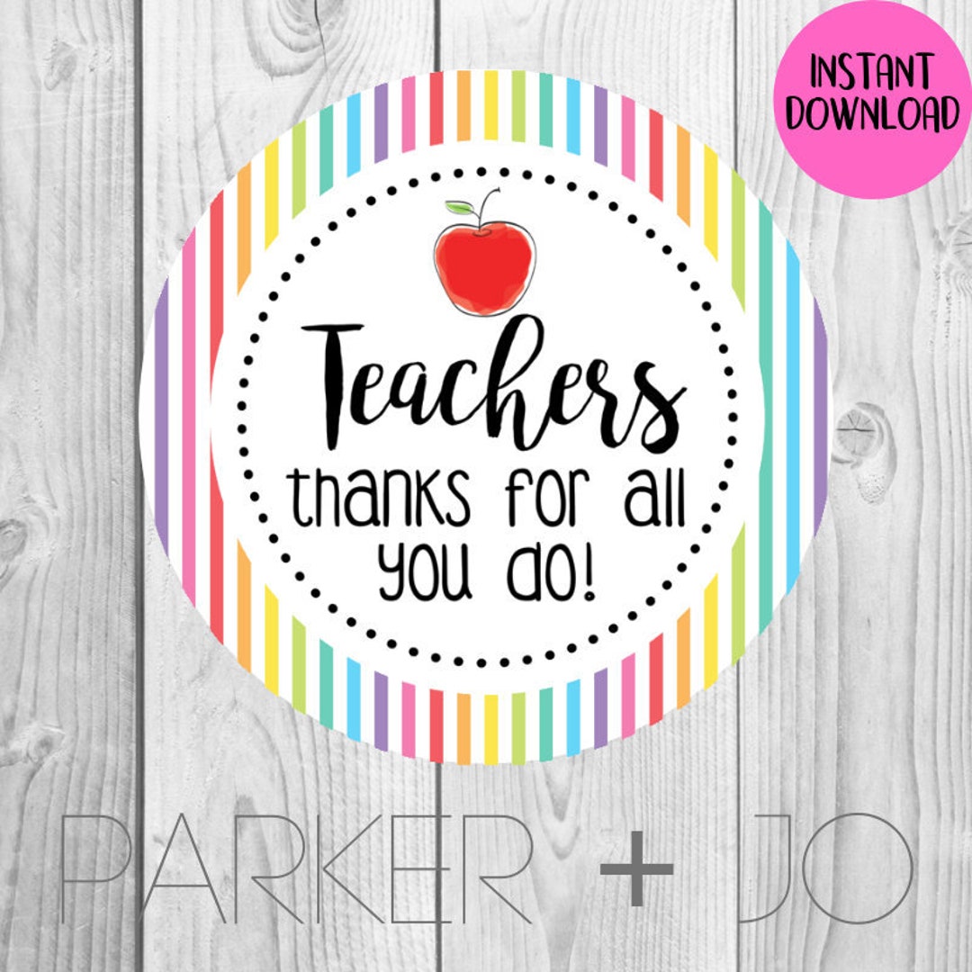 Teacher Appreciation Gift Tags: Printable Stickers (PDF Download) - Etsy