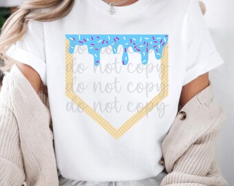 Baseball Ice Cream Drip PNG: Travel Ball Design (Digital File)