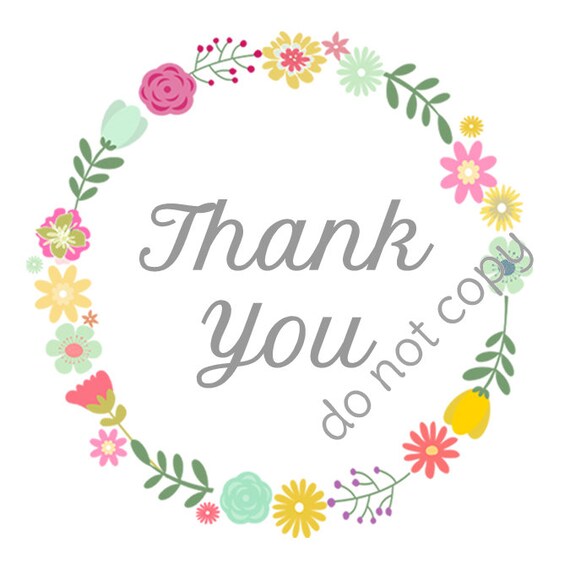 INSTANT DOWNLOAD Thank You Baby Shower, Bridal Shower, Floral Wreath, Thank You Stickers, Tags, Labels Printed DIY Tags Printable File Il_570xn