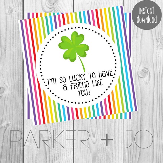 INSTANT DOWNLOAD I'm So Lucky to have a Friend Like you / Sharmrock / St. Patrick's Day Thank you Tags / Labels Printable File Il_570xn