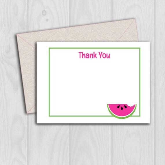 INSTANT DOWNLOAD: Printable File Thank You Card Watermelon Party Summertime Thank You Cards, DIY Digital Files Il_570xn