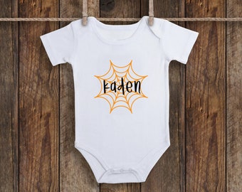 Personalized Name Halloween Fall Autumn pumpkin Baby Infant Bodysuit One piece Infant Shirt