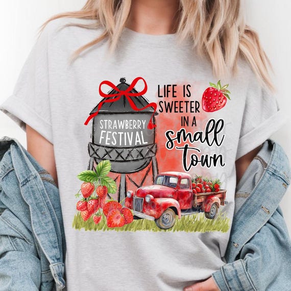 Strawberry Festival Watercolor PNG: Small Town Fair Design (Digital Download)