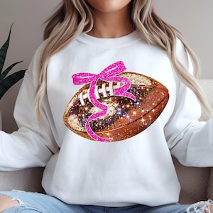 football png | faux glitter football with coquette bow png | instant download png file | digital design for dtf and sublimation