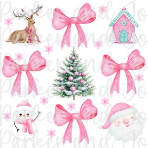 Pink Christmas Trendy Coquette Bow PNG File