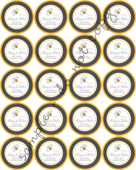 INSTANT DOWNLOAD / Honey and Babies Bee Party 2" printable Party Circles / Cupcake Topper / Stickers / Thank You Tags Il_570xn