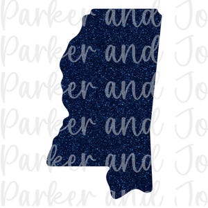 Mississippi State Navy Blue Faux Glitter PNG | Mississippi Clipart | Sublimation Design | States Clipart PNG File