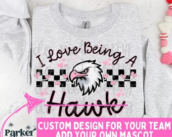 I Love Being a CUSTOM Mascot | Valentine&#39;s Day Mascot Design | Holiday School Mascot Pride | PNG file | school mascot png