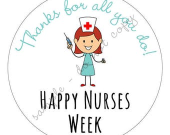 INSTANT DOWNLOAD Nurse Appreciation Week Gift Nurses rn Thank You Stickers, Tags, LabelsPrinted & Shipped or DIY