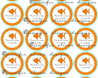 INSTANT DOWNLOAD / Goldfish Fish 2" printable Party Circles / Cupcake Topper / Stickers / Thank You Tags