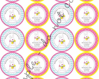 INSTANT DOWNLOAD Easter Bunny Spring Easter Egg  2" printable Party Circles /  Cupcake Topper / Stickers / Thank You Tags