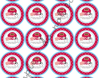 INSTANT DOWNLOAD / Farm Theme Cow Horse 2" printable Party Circles / Cupcake Topper / Stickers / Thank You Tags