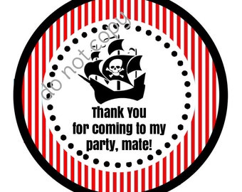 INSTANT DOWNLOAD Pirate Ship Party / Pirate Party Favors / Thank You Stickers, Tags, Labels, Printed DIY Tags Printable File