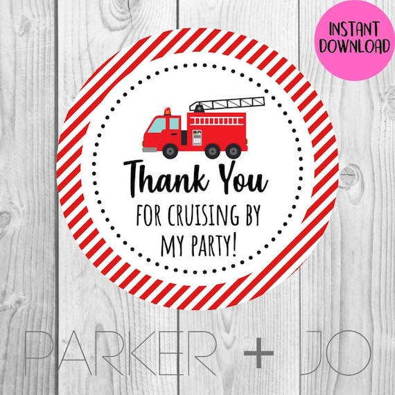 INSTANT DOWNLOAD Firetruck Party / Gift Tags Printable Stickers, Labels, Tags Digital File PDF Il_570xn