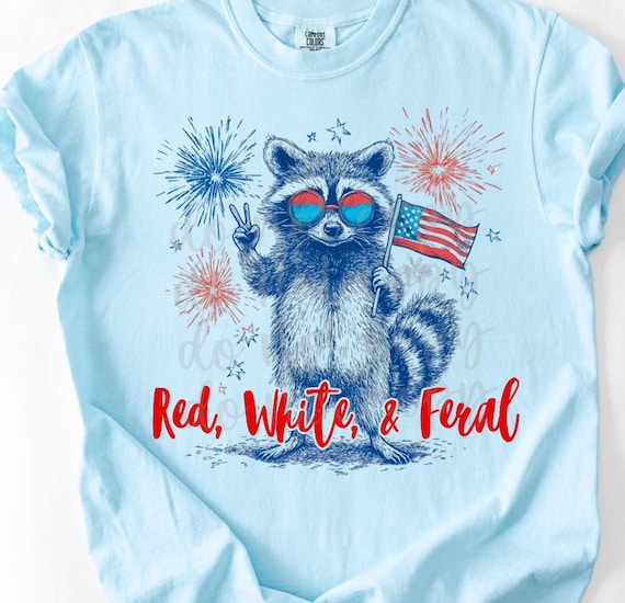 Raccoon 4th of July PNG: Red White & Feral Design (Digital Download)