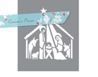 Nativity Scene Card Overlay SVG File