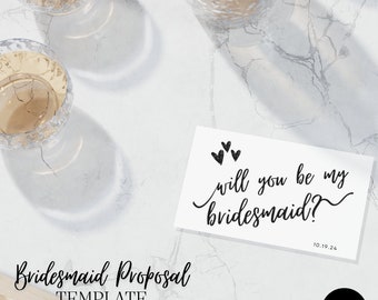 Simple Bridesmaid Proposal Template Instant Access Completely Editable Template Modern Black and White