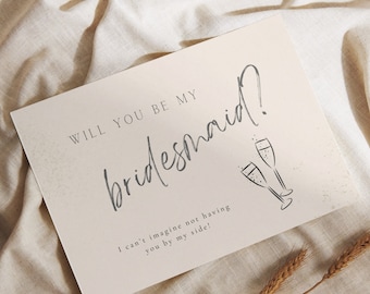 Bridesmaid Proposal Card Simple Vintage Will you be my bridesmaid? Instant Access Completely Editable if wanted on Etsy Wedding Stationary