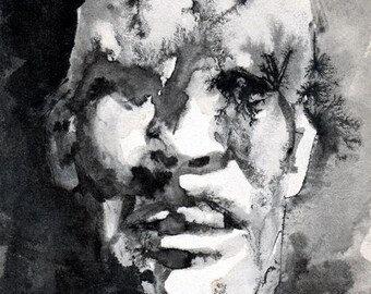 Original 7 X 10 Ink Wash Painting UNEARTHLY by Gary (1968) Vintage Horror Art Collectible - Includes Certificate of Authentication