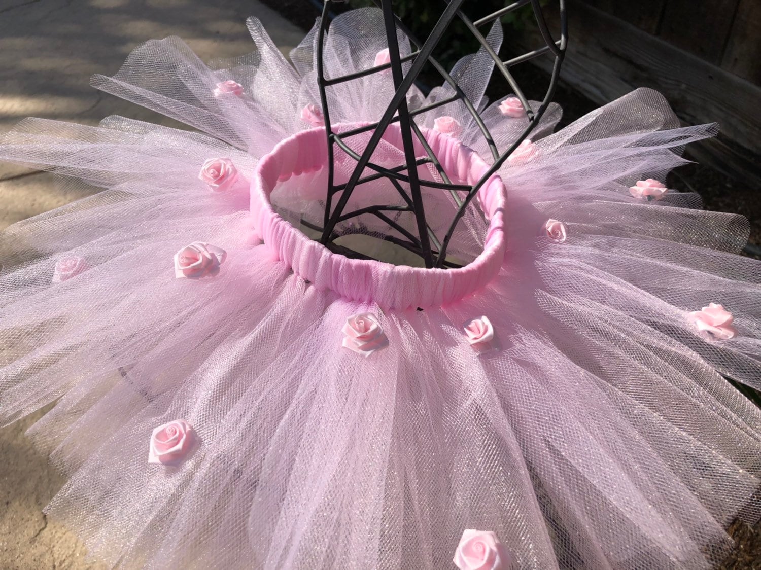 Light Pink Rose Tutu Skirt for Girls | Floral Tulle Tutu With Tiny