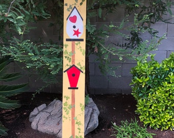Whimsical Garden Painted Wood Fence Board