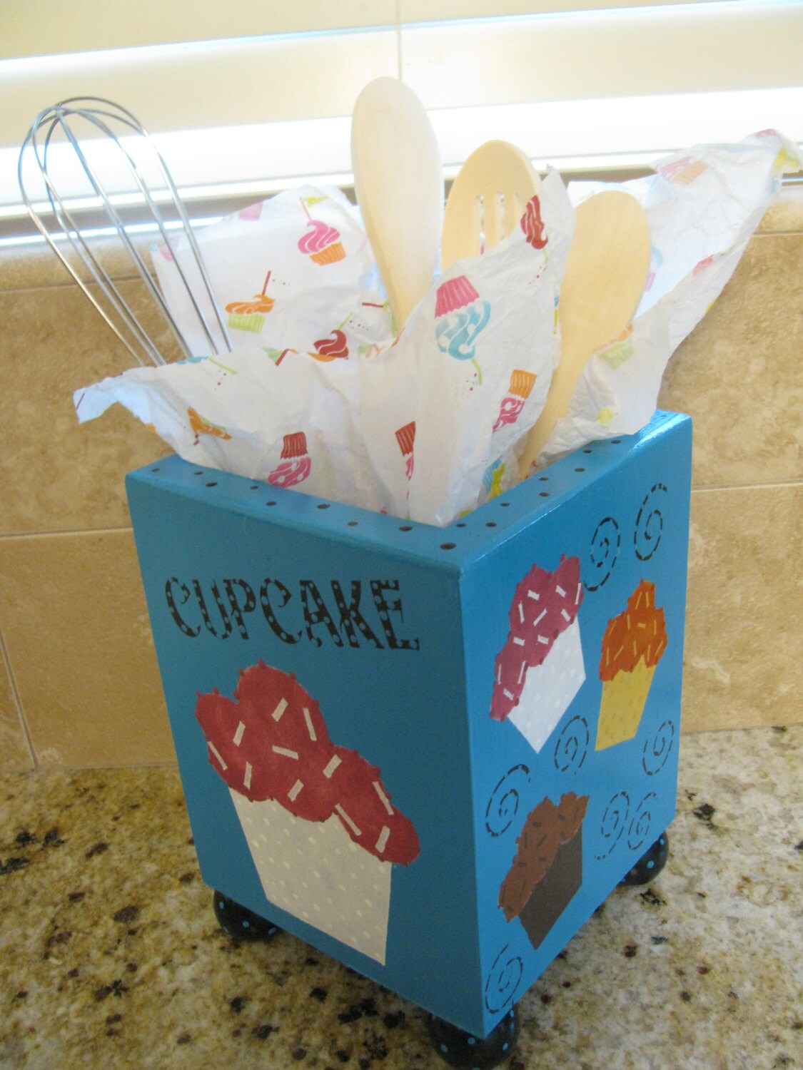 Cupcake Utensil Holder and kitchen Decor Etsy