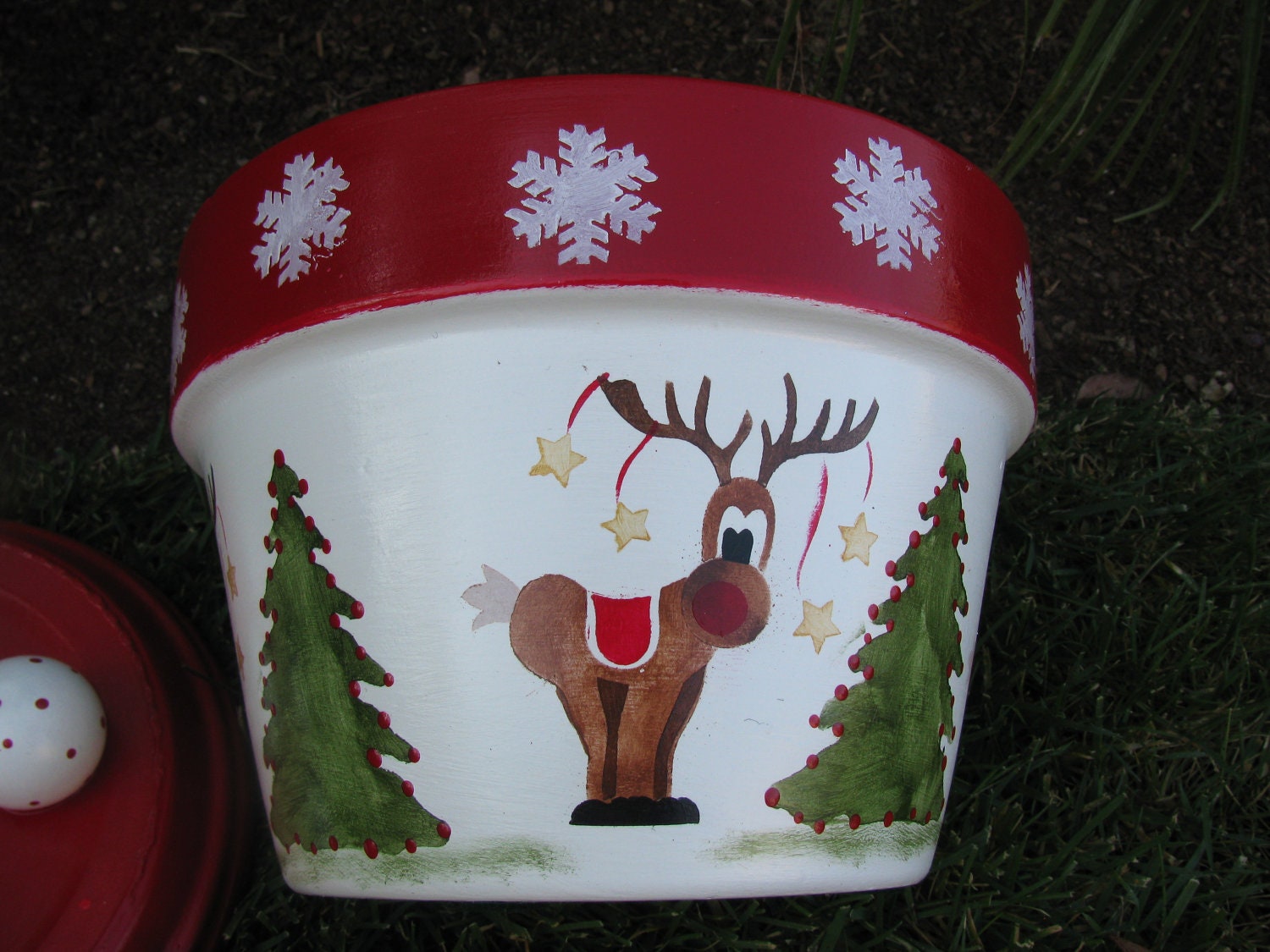 Holiday Christmas Flower Pot Etsy