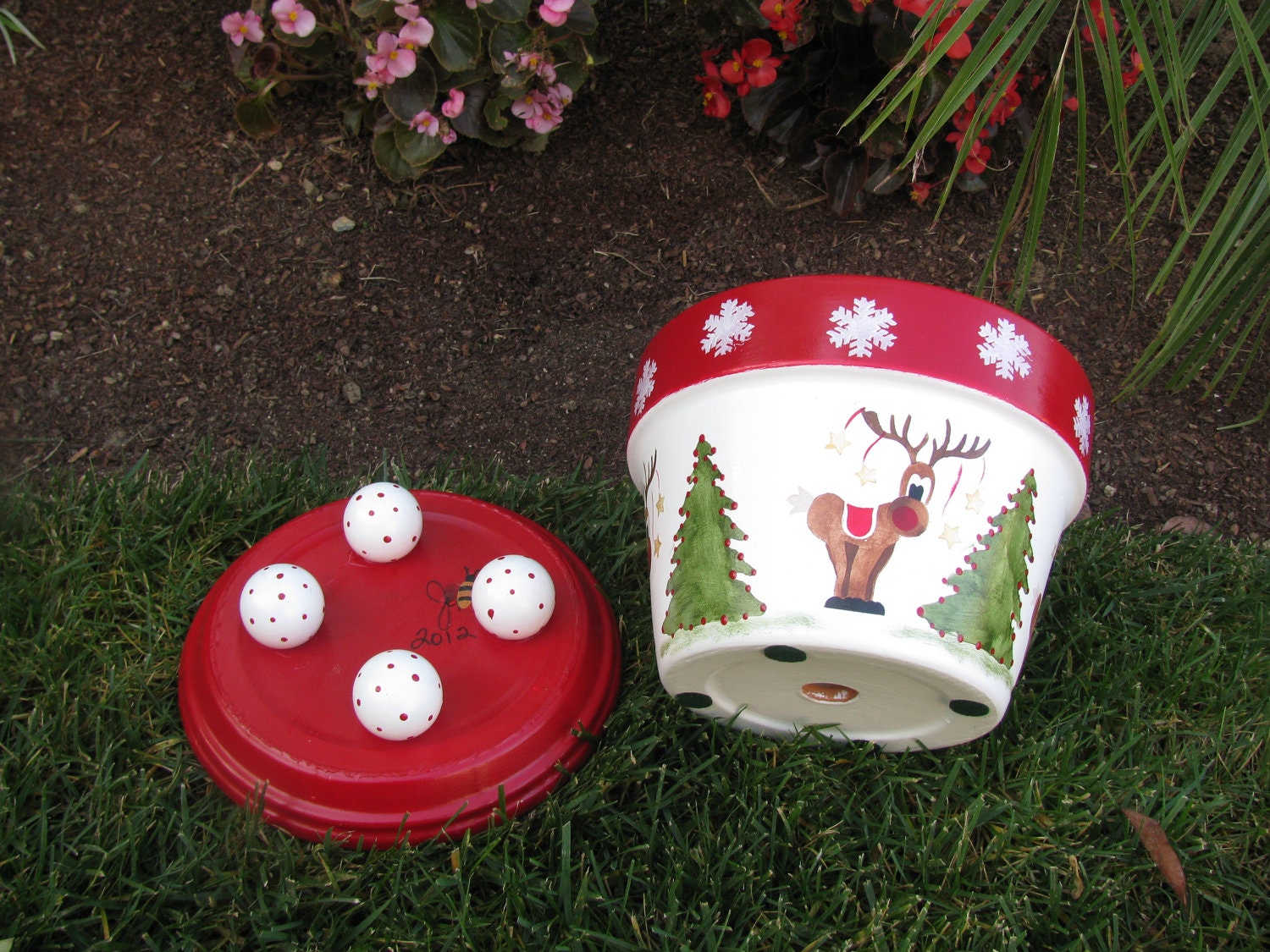 Holiday Christmas Flower Pot Etsy