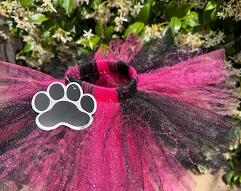 Fuchsia Pink and Black Zebra Pet Tutu with Sparkle Tulle – Glamorous Dog Tutu for Parties, Birthdays & Photoshoots