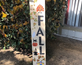 Tablero de cerca pintado de temporada de otoño