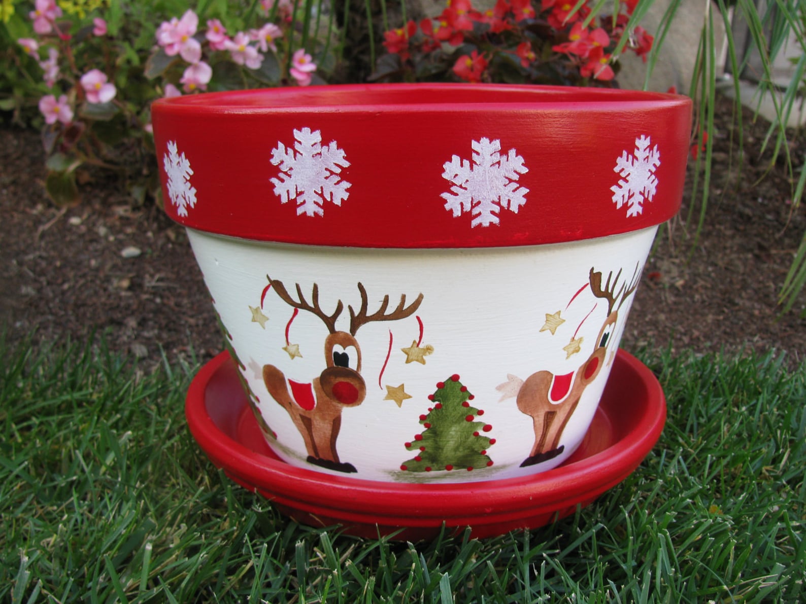 Holiday Christmas Flower Pot Etsy