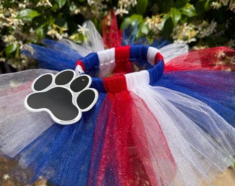 Red, white, and blue pet tutu