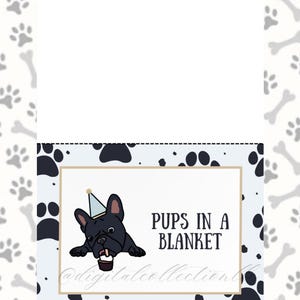 Étiquettes imprimables de nourriture de fête pour chiots - 4 x 3 po. pliée | Cartes modifiables pour buffet d'anniversaire de chien | 36 options | Téléchargement instantané