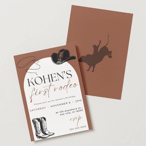 First Rodeo Birthday Invitation | Boy Western Cowboy 1st Birthday Invite | Rodeo Theme Editable Template | Digital Download | Editable Age