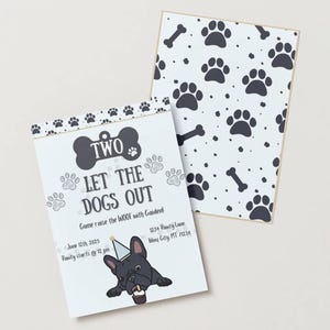 Two Let the Dogs Out 2nd Birthday Invitation | Puppy Dog Party Invite | Editable Pawty Theme |Digital Download | Birthday Template