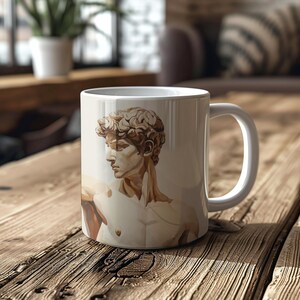 Ceramic Mug, Artistic Michelangelo Style Statue Coffee Cup, Unique Gift Idea, Home Decor, Tea Mug, Kitchen Accessories