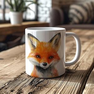 Fox Mug Gift - Artistic Fox Portrait Design - Perfect Gift for Animal, Coffee & Tea Lovers - Dishwasher safe, 11oz