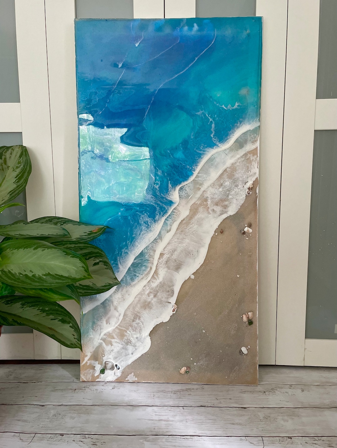 Large Resin Ocean Wall Art on Canvas, Beach Home Decor - Etsy