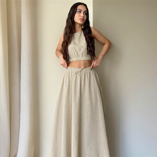 Ethereal Tencel-Linen Two-Piece Dress Set