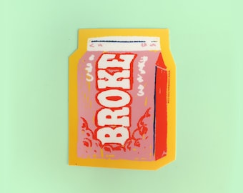 Broke - Aussie Snacks - Strawberry Milk - Vinyl Sticker - 7x8cm