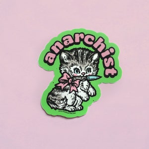 Anarchist - Süßes Rebel Kätzchen - Vinyl Sticker - 8.5 x 9 cm