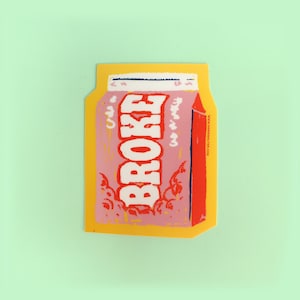 Broke - Aussie Snacks - Strawberry Milk - Vinyl Sticker - 7x8cm