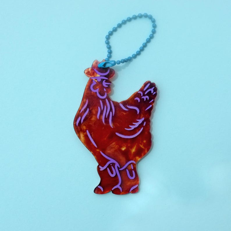 Cowboy Chook - Cute and Colourful Acrylic Bag Charm | Keyring | Multiple Colours Tortoiseshell