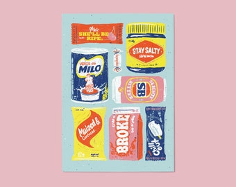 Aussie Snacks - Funny Packaging - Art Print - Giclee Art Print - A4 + A3 Available!