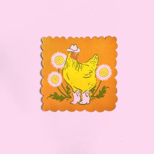 Gallina Vaquera - Adhesivo de vinilo mate divertido - Borde de encaje troquelado