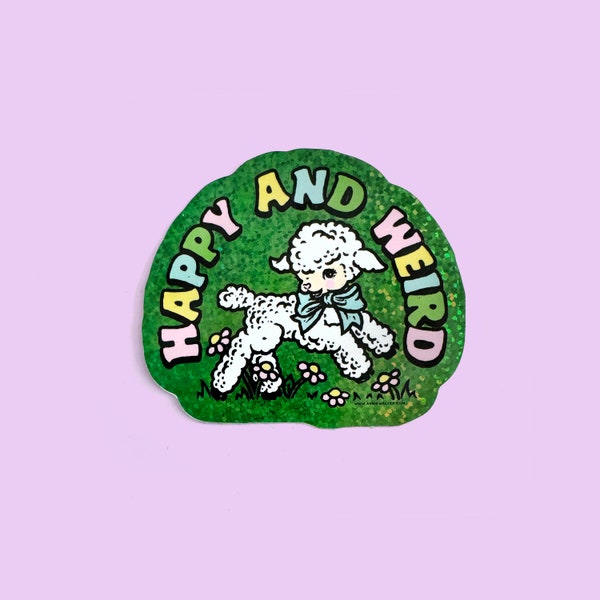 Happy and Weird Lamb - Vinyl Holographic Sticker